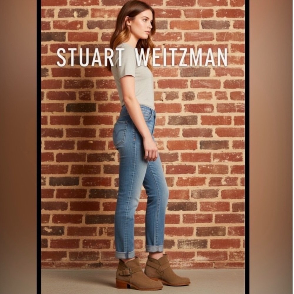 Authentic Stuart Weitzman luxury designer suede leather designer ankle boots 6